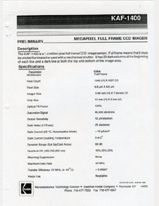 KAF1400 Data Sheet