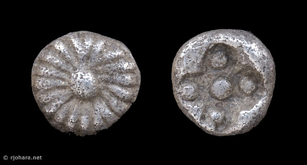 [Image: Tiny silver coin of ancient Asia Minor.]