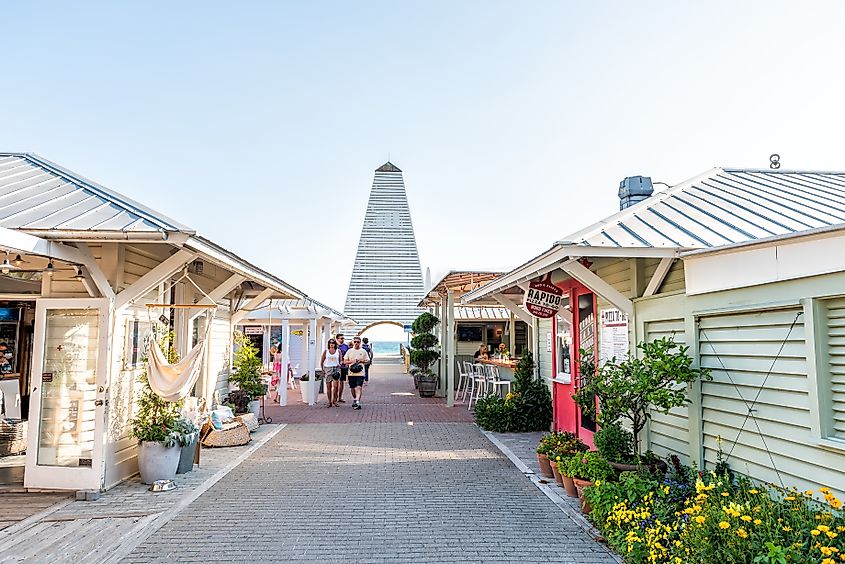 A seaside shopping area in Seaside, Florida.