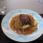 カナリア喫茶 - 焼きスパハンバーグ
