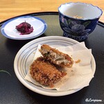 四季乃味 枕流亭 - 北上ｺﾛｯｹ､柴漬け､蕗と鯖生利節の含め煮