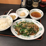 Hidakaya Tokiwa Taihokuguchi Ten - ニラレバ炒め定食（税込680円）
                        味玉（クーポン価格）税込50円