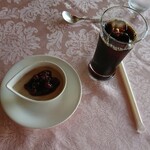Kaji Iketei - ほうじ茶のプリン　アイスコーヒー