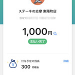 ステーキの志摩 - 後日300円がキャッシュバック予定