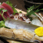 季節料理 松利 - 赤身、マテ貝、タコ、炙りアカイカ
