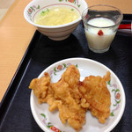 Gyoza no Osho Yanaidu Ten - 唐揚げ､たまごスープ､杏仁豆腐