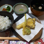 のかみ - 定食の葵1650円の天ぷら、ごはん、汁物