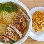 Yanagi Tei - やなぎ麺塩＋辛口半チャーハン
                      出前なので衣がフワトロ