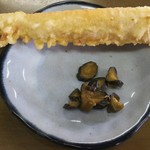 Teuchi Udon Ozaki - 20170620「たけのこ天」80円＋「胡瓜の漬物」0円(無料)