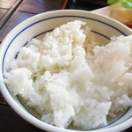 Zenibako Kimagure Shokudo - 数量限定　串カツ５本＆ラーメンセット　９００円（税込）のライスのアップ【２０１８年９月】