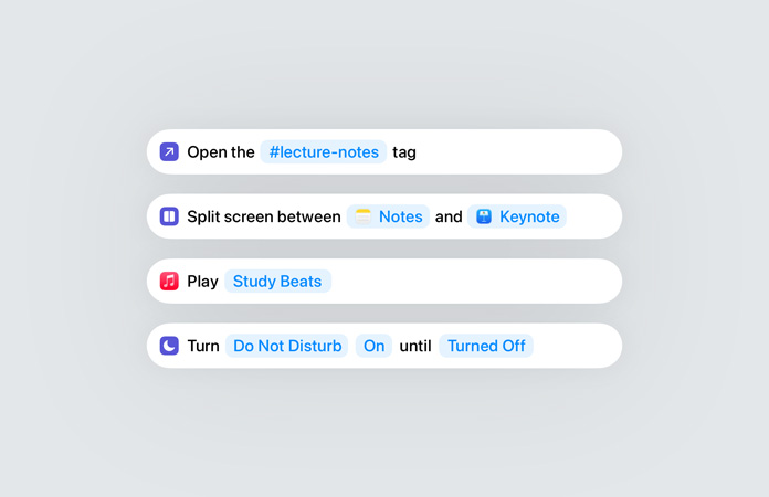 La app Atajos en Apple Intelligence indica el uso de acciones inteligentes