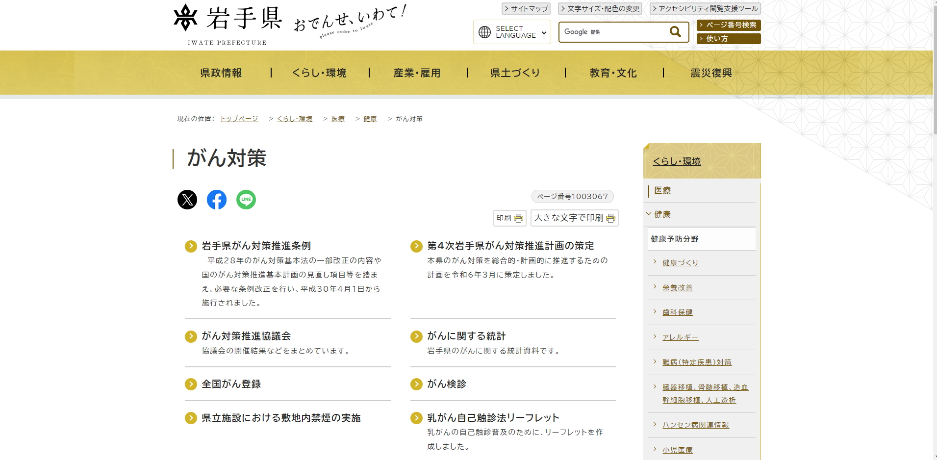 岩手県がん対策 ホームページ画像