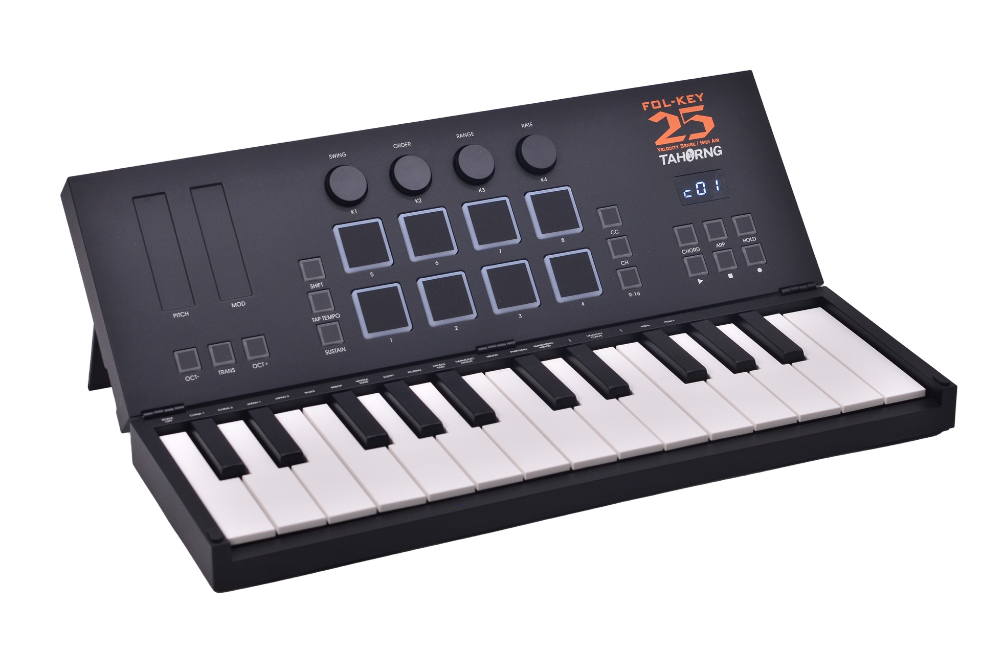 TAHORNG FOL-KEY25 | 25鍵フルサイズ鍵盤＆ベロシティー対応の折りたたみ式MIDIキーボード